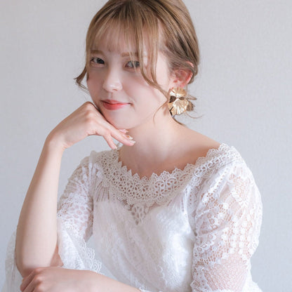 【ピアス】ブライダルピアス アンティークピアス イチョウ ゴールド s19 【結婚式 ピアス イヤリング】