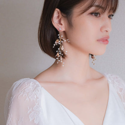 【ピアス】小枝ピアス ビジュー ゴールド s20 【結婚式 ピアス イヤリング】