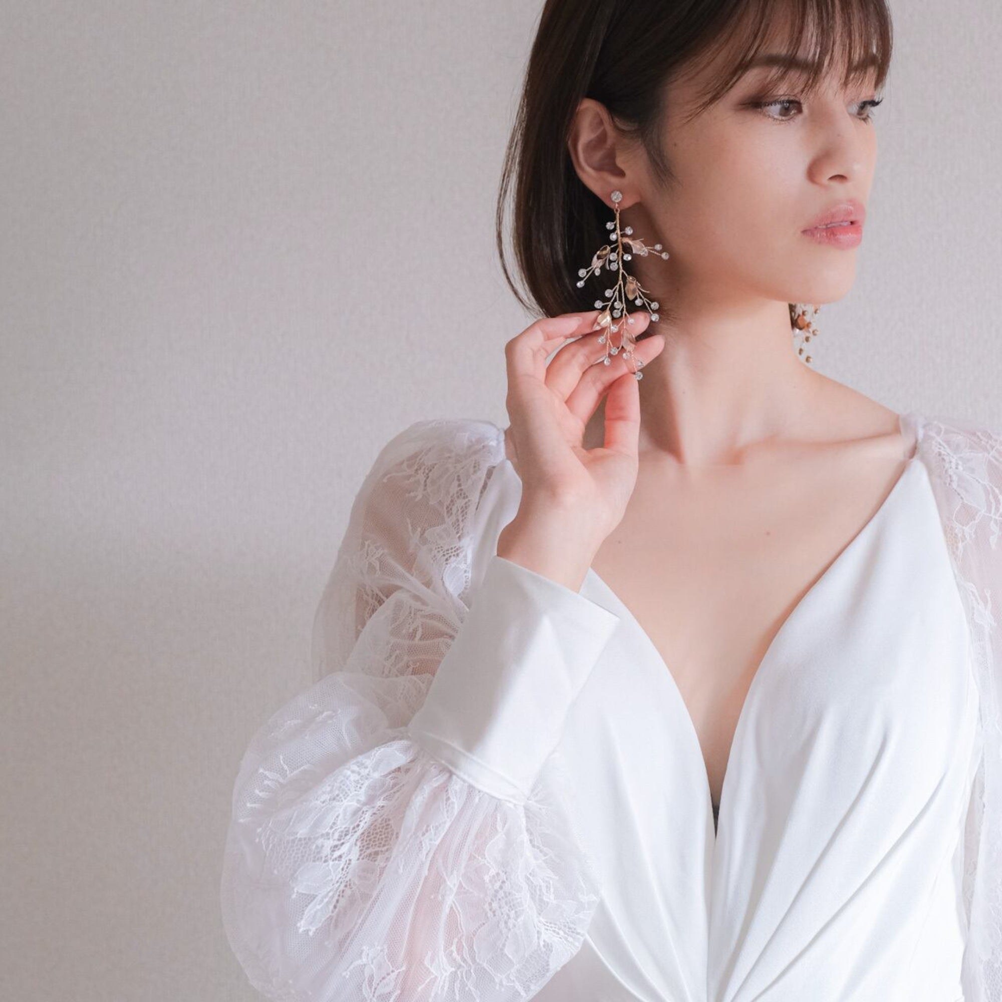 ピアス】小枝ピアス ビジュー ゴールド s20 【結婚式 ピアス