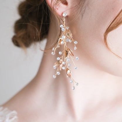 【ピアス】小枝ピアス ビジュー ゴールド s20 【結婚式 ピアス イヤリング】