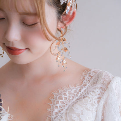 【ピアス】小枝ピアス ビジュー ゴールド s20 【結婚式　ピアス　イヤリング】