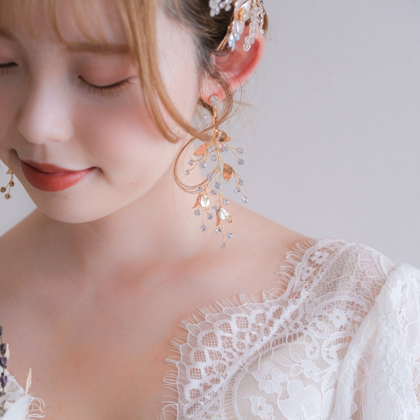 【ピアス】小枝ピアス ビジュー ゴールド s20 【結婚式 ピアス イヤリング】
