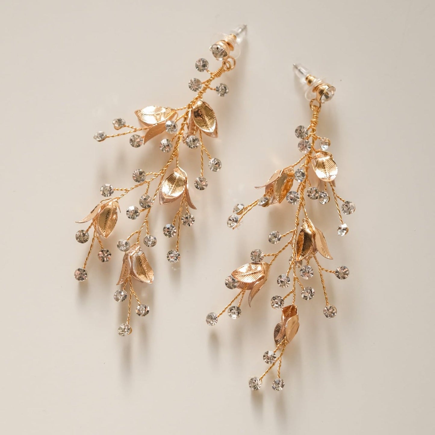 【ピアス】小枝ピアス ビジュー ゴールド s20 【結婚式 ピアス イヤリング】