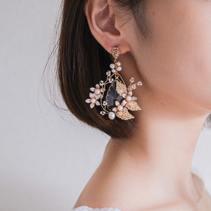 【ピアス】ブライダルピアス 小枝ピアス クリスタル ゴールド s22 【結婚式 ピアス イヤリング】