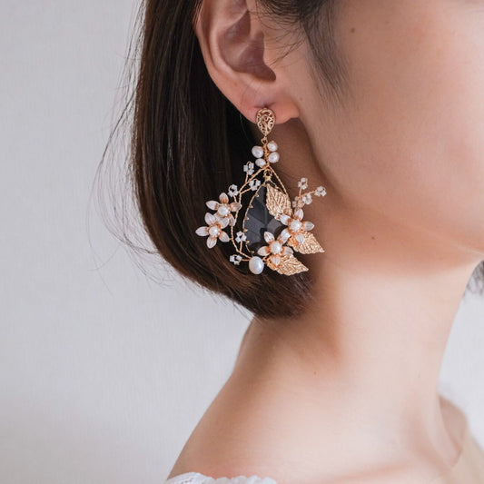 【ピアス】ブライダルピアス 小枝ピアス クリスタル ゴールド s22 【結婚式 ピアス イヤリング】
