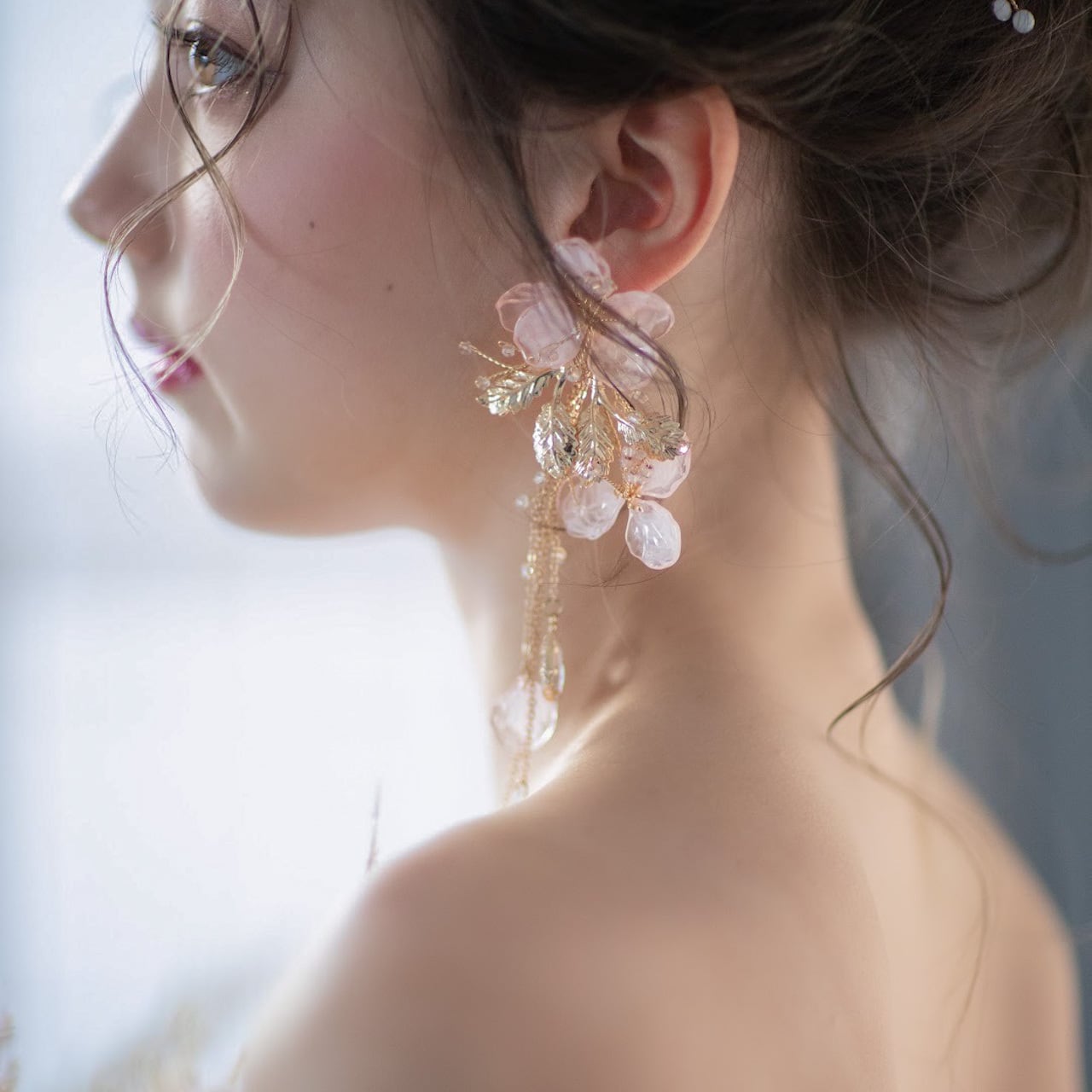 イヤリング】ブライダルイヤリング 小枝イヤリングビーズ