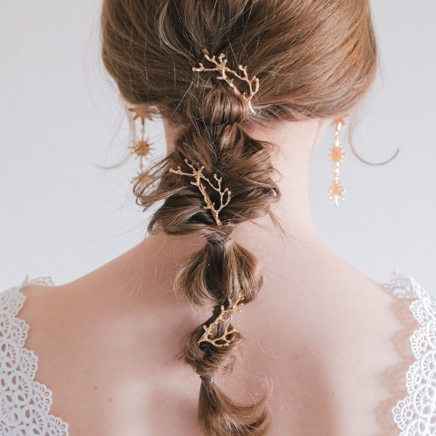 ブライダルヘッドドレス 小枝ピン ゴールド s24 【結婚式 ヘアアクセサリー】