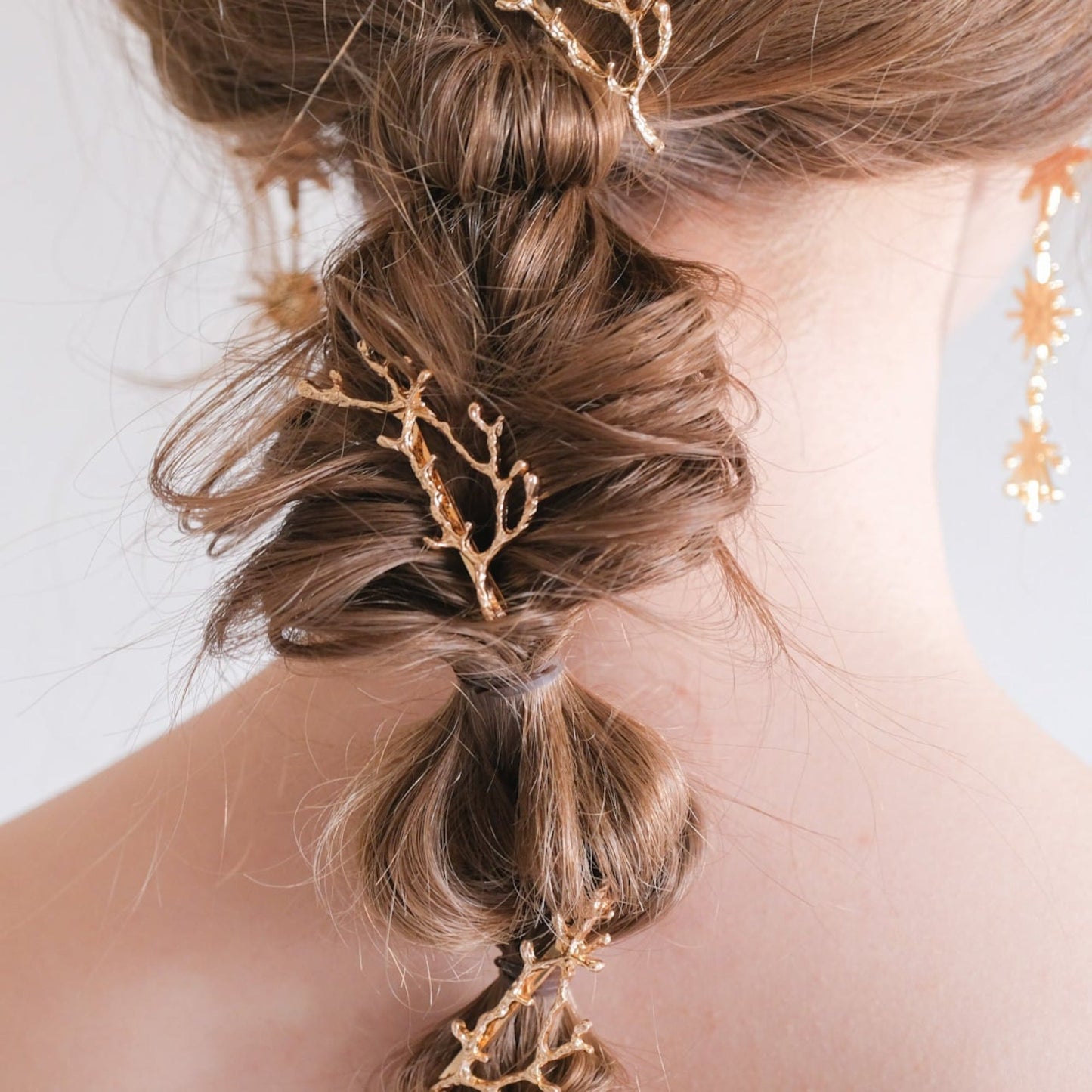 ブライダルヘッドドレス 小枝ピン ゴールド s24 【結婚式 ヘアアクセサリー】