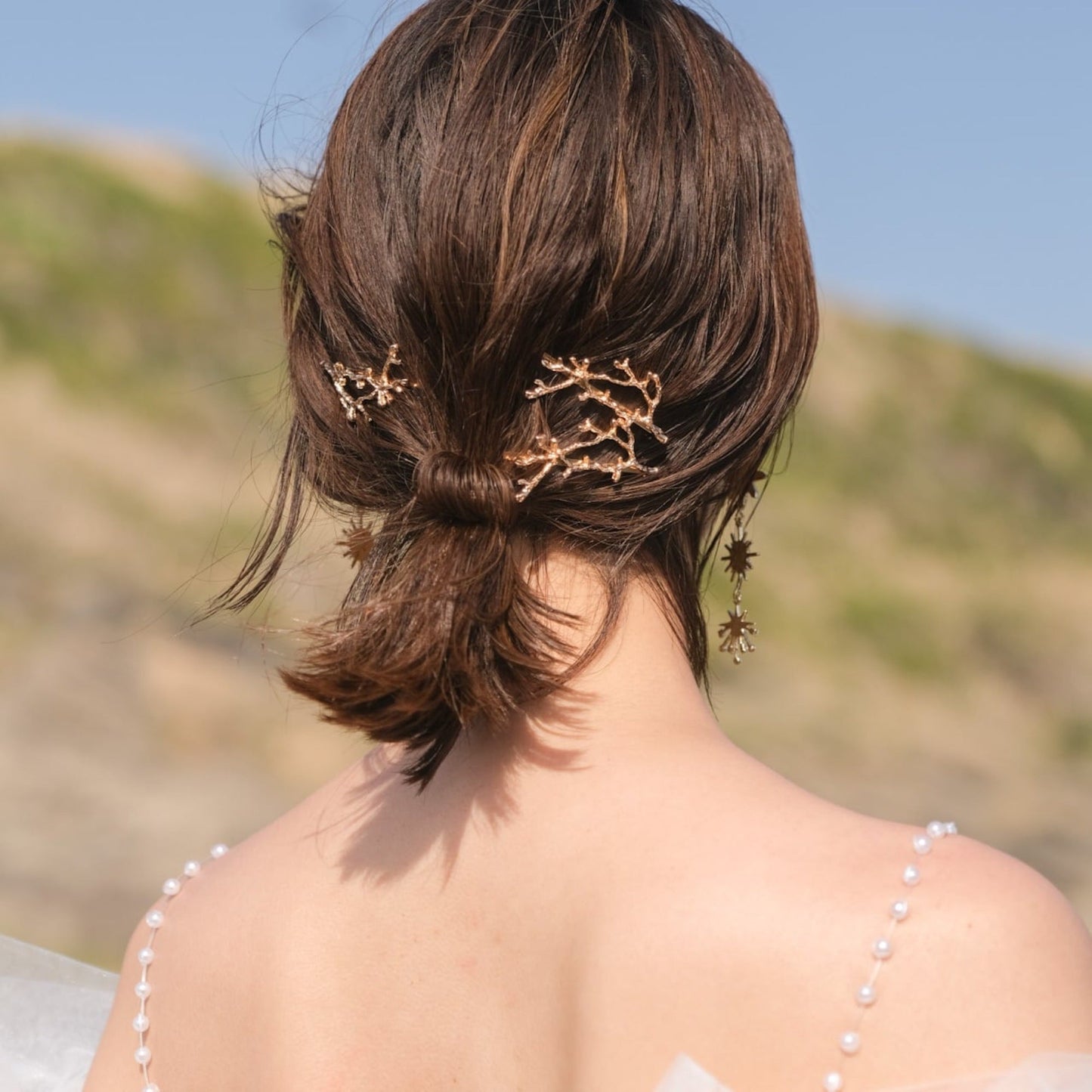 ブライダルヘッドドレス 小枝ピン ゴールド s24 【結婚式 ヘアアクセサリー】