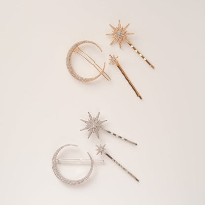 ブライダルヘッドドレス スター ムーン ピン ゴールド s25 【結婚式 ヘアアクセサリー】