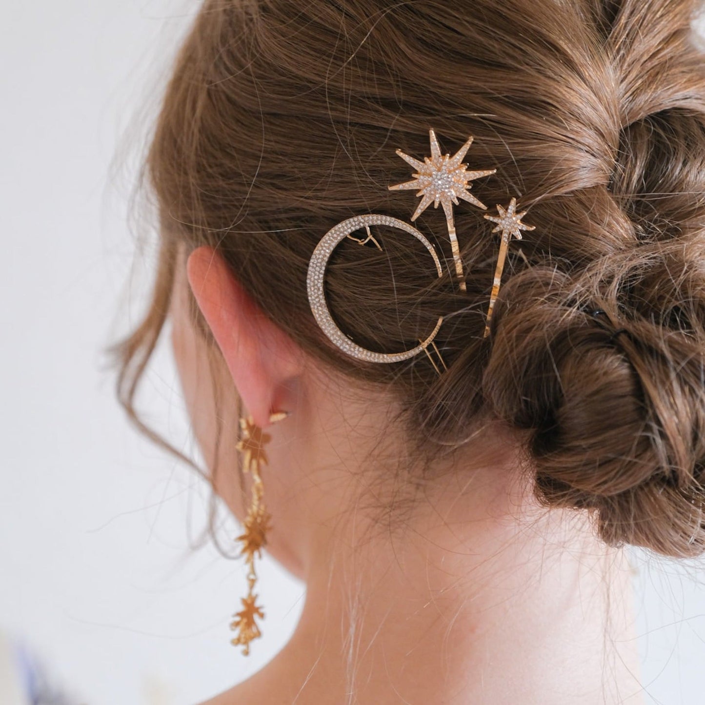 ブライダルヘッドドレス スター ムーン ピン ゴールド s25 【結婚式 ヘアアクセサリー】