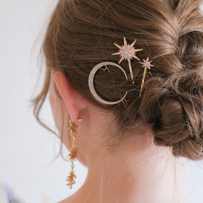 ブライダルヘッドドレス スター ムーン ピン ゴールド s25 【結婚式 ヘアアクセサリー】