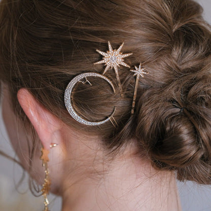 ブライダルヘッドドレス スター ムーン ピン ゴールド s25 【結婚式 ヘアアクセサリー】