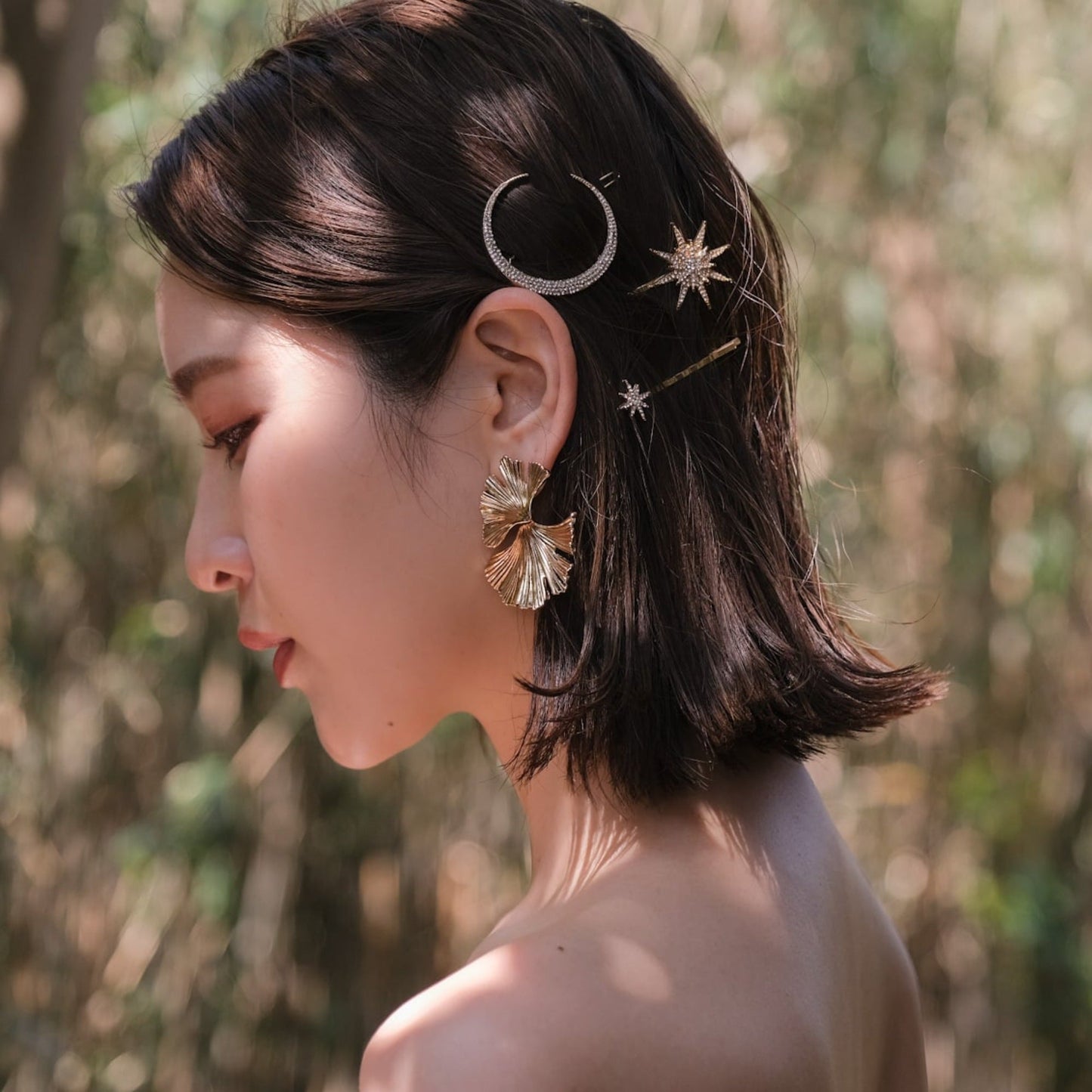 ブライダルヘッドドレス スター ムーン ピン ゴールド s25 【結婚式 ヘアアクセサリー】
