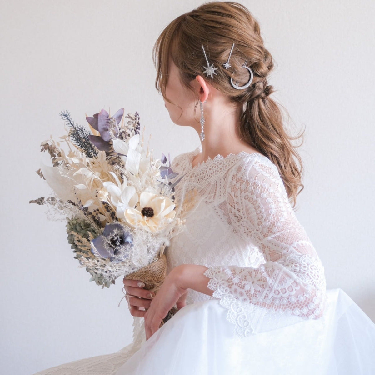 ブライダルヘッドドレス スター ムーン ピン シルバー s26 【結婚式 
