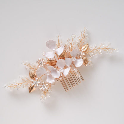 ブライダルヘッドドレス 小枝アクセサリー フラワー ゴールド s28 【結婚式 ヘアアクセサリー】
