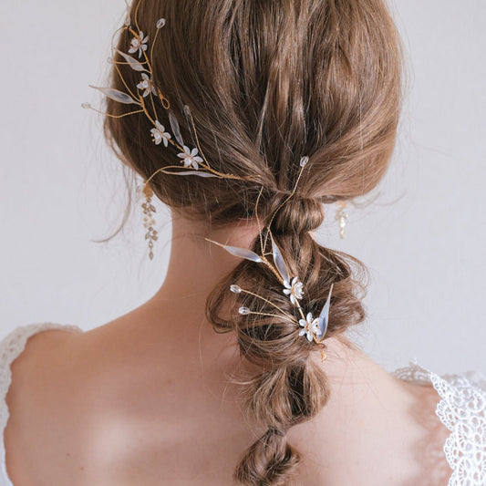 (3点セット) ブライダルヘッドドレス ナチュラルフラワー 小枝 s29 【結婚式 ヘアアクセサリー】