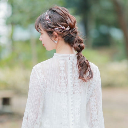(3点セット) ブライダルヘッドドレス ナチュラルフラワー 小枝 s29 【結婚式 ヘアアクセサリー】