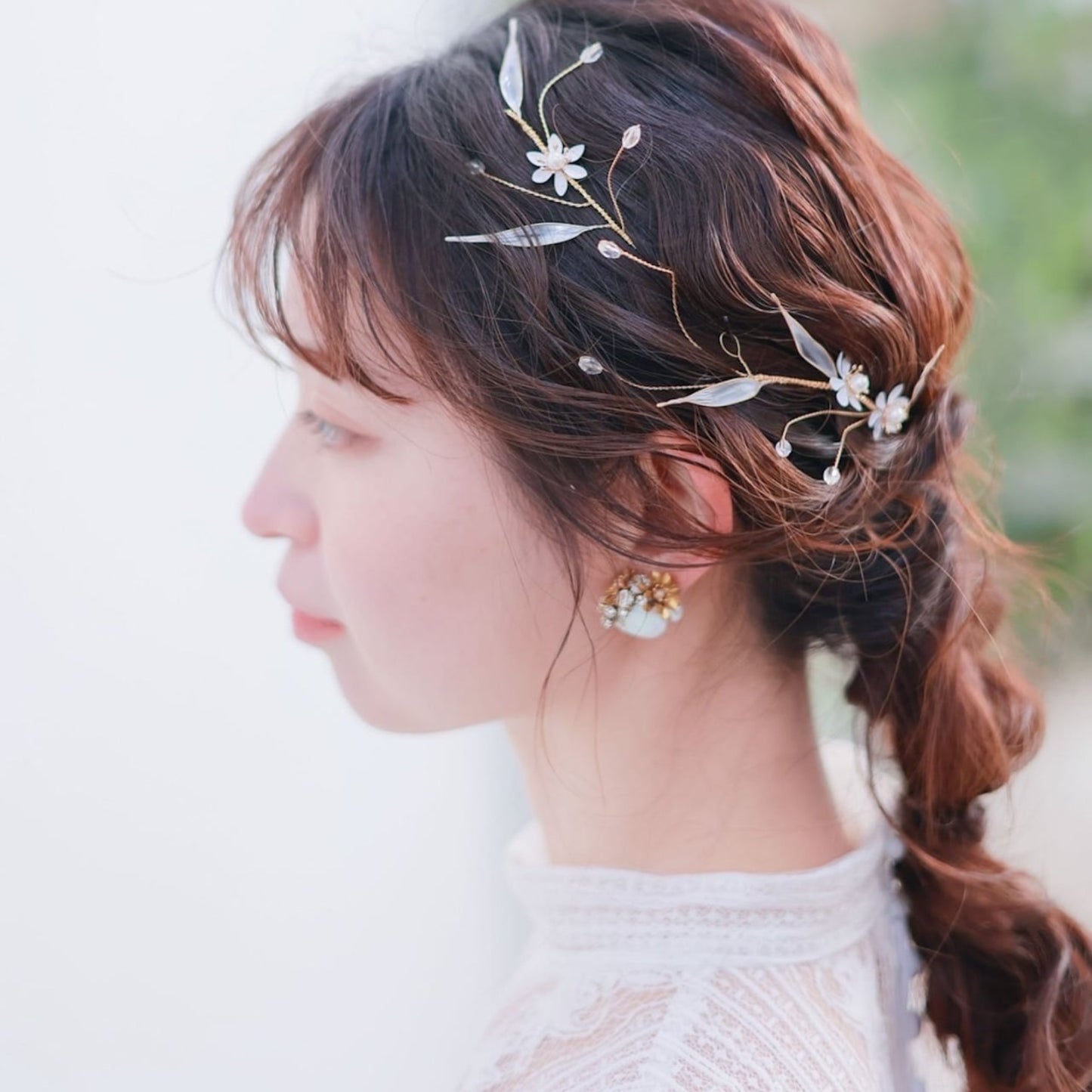 (3点セット) ブライダルヘッドドレス ナチュラルフラワー 小枝 s29 【結婚式　ヘアアクセサリー】