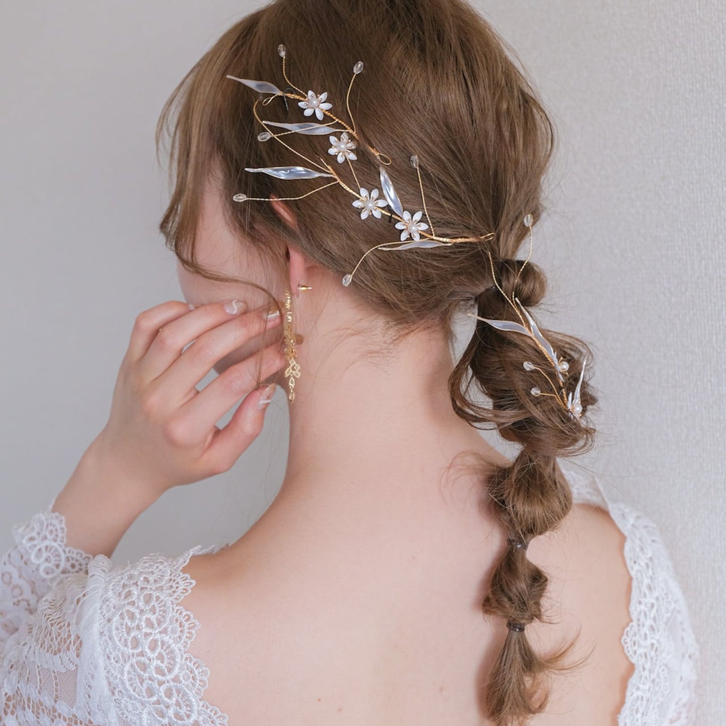 (3点セット) ブライダルヘッドドレス ナチュラルフラワー 小枝 s29 【結婚式　ヘアアクセサリー】