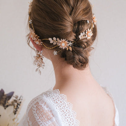 (2点セット) ブライダルヘッドドレス サンフラワー 小枝 s30 【結婚式 ヘアアクセサリー】