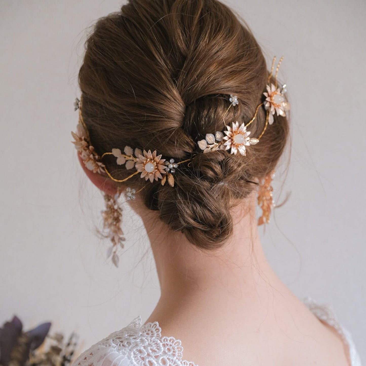 (2点セット) ブライダルヘッドドレス サンフラワー 小枝 s30 【結婚式 ヘアアクセサリー】