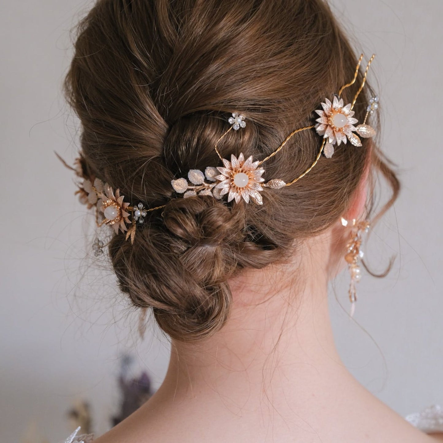 (2点セット) ブライダルヘッドドレス サンフラワー 小枝 s30 【結婚式 ヘアアクセサリー】