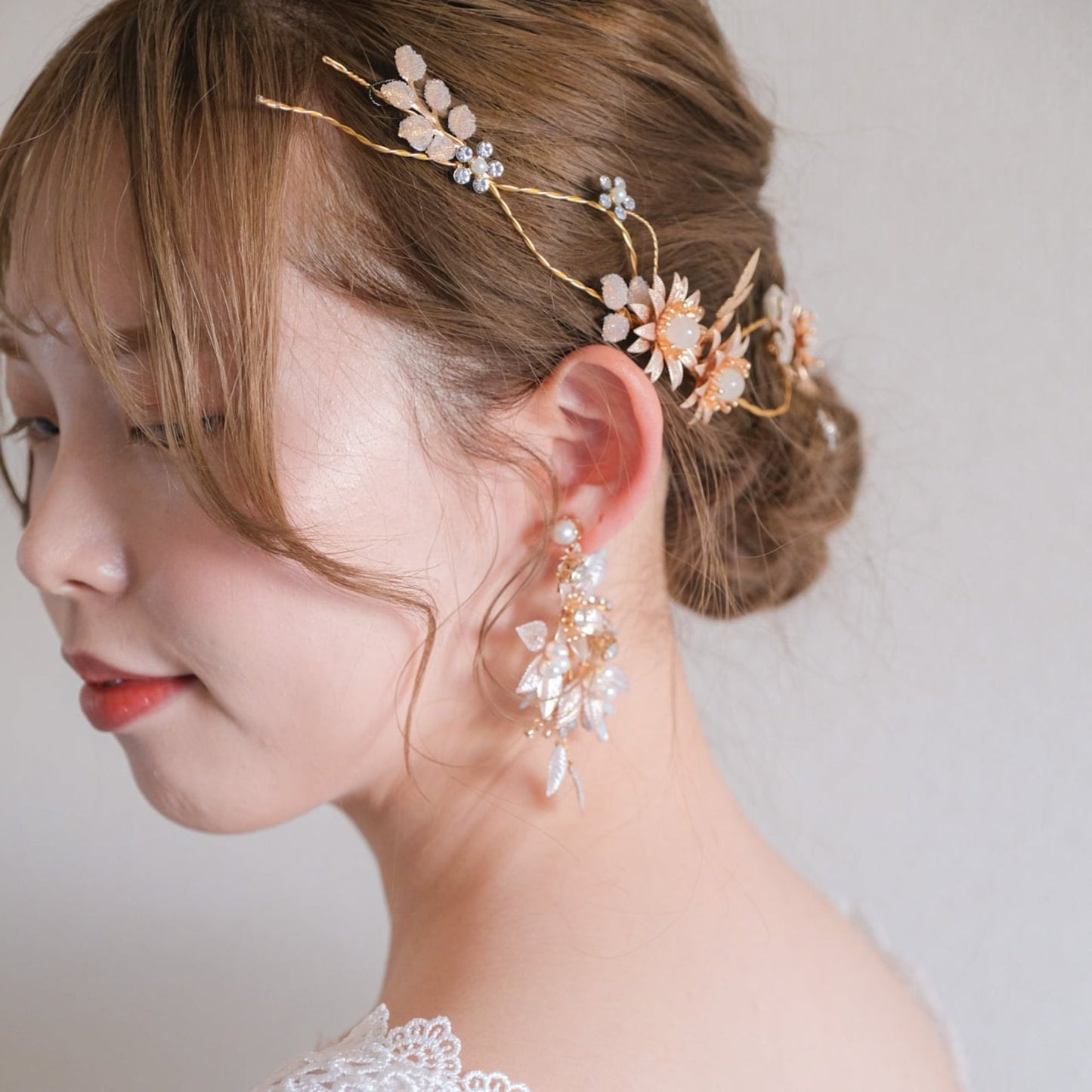 (2点セット) ブライダルヘッドドレス サンフラワー 小枝 s30 【結婚式 ヘアアクセサリー】