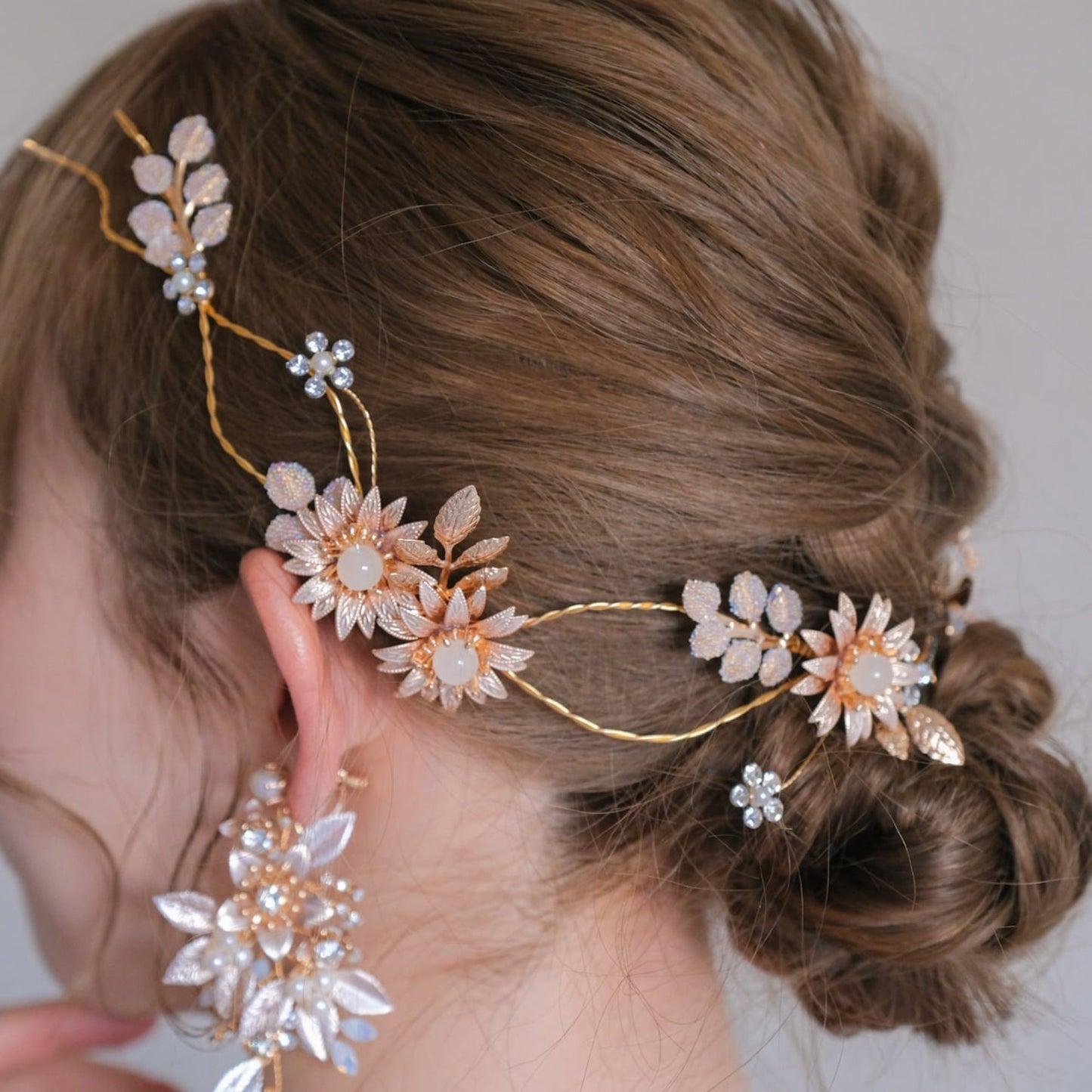 (2点セット) ブライダルヘッドドレス サンフラワー 小枝 s30 【結婚式 ヘアアクセサリー】