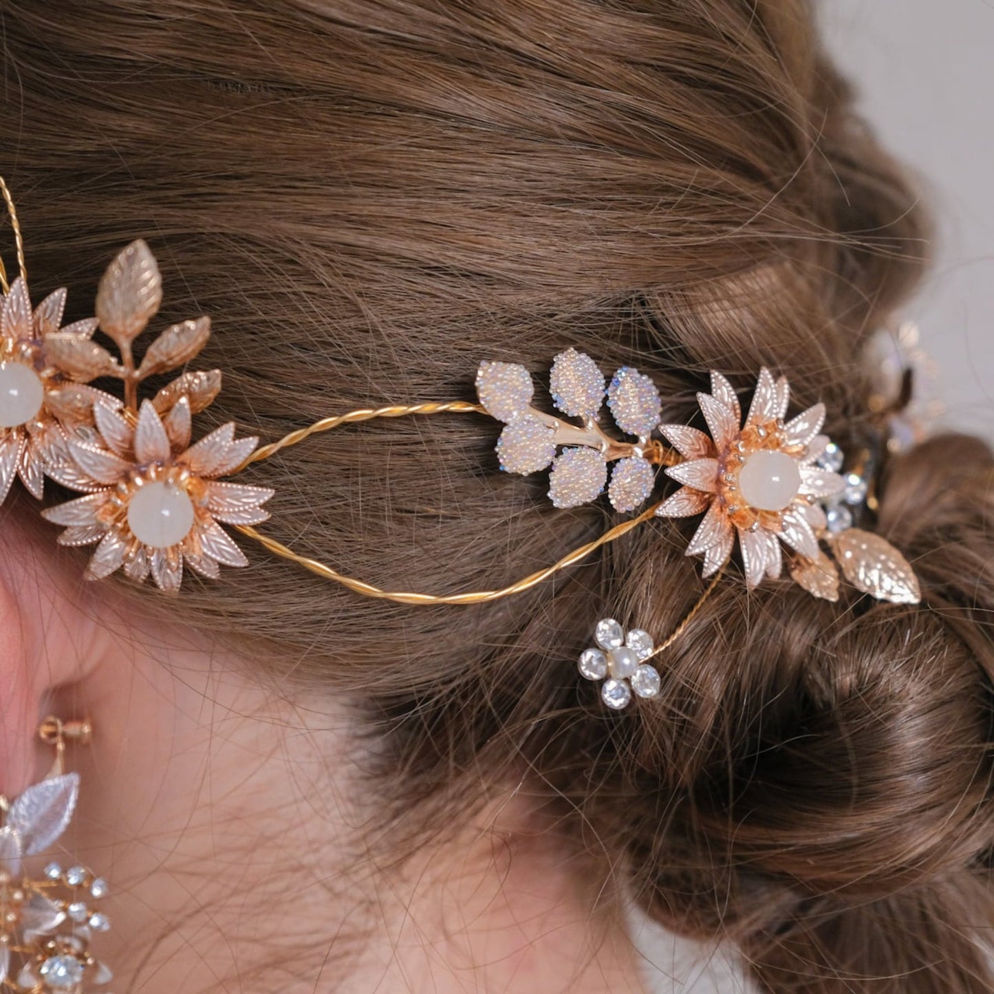 (2点セット) ブライダルヘッドドレス サンフラワー 小枝 s30 【結婚式 ヘアアクセサリー】