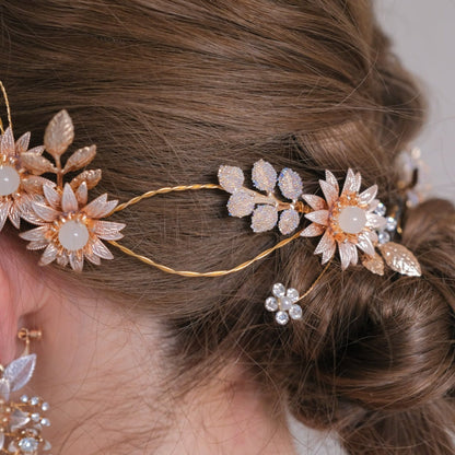 (2点セット) ブライダルヘッドドレス サンフラワー 小枝 s30 【結婚式 ヘアアクセサリー】