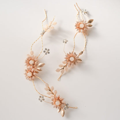 (2点セット) ブライダルヘッドドレス サンフラワー 小枝 s30 【結婚式 ヘアアクセサリー】