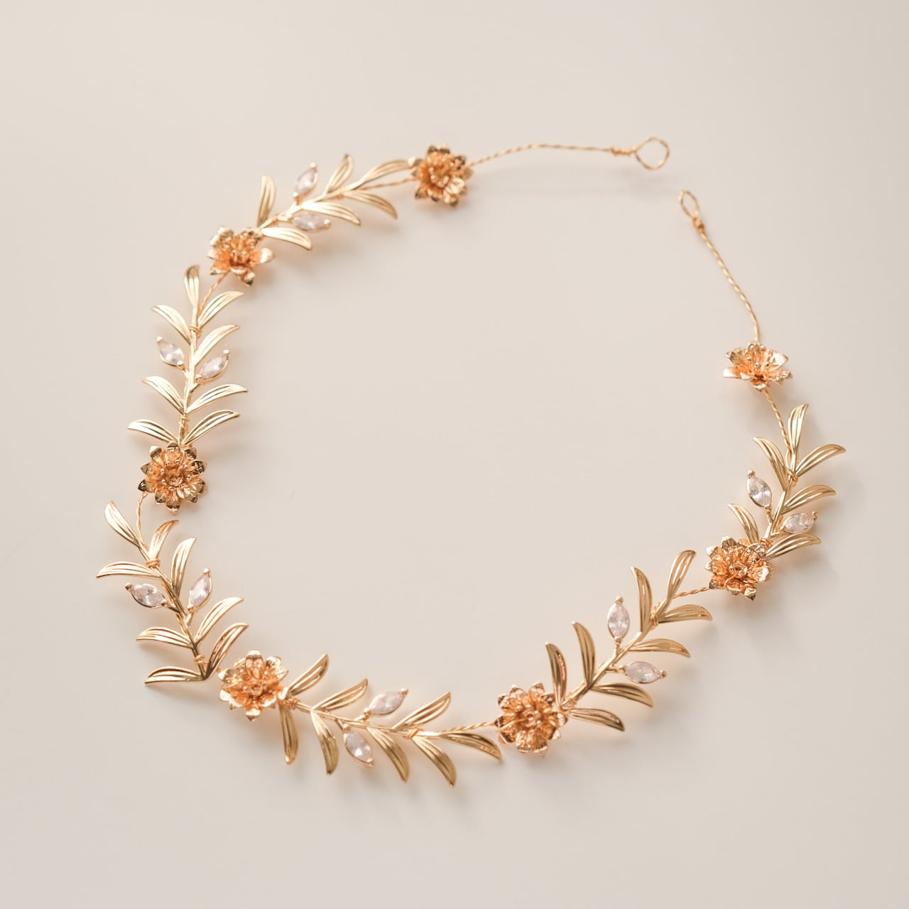 小枝カチューシャ ブライダルヘッドドレス ナチュラルリーフ ゴールド t1 【結婚式 ヘアアクセサリー】