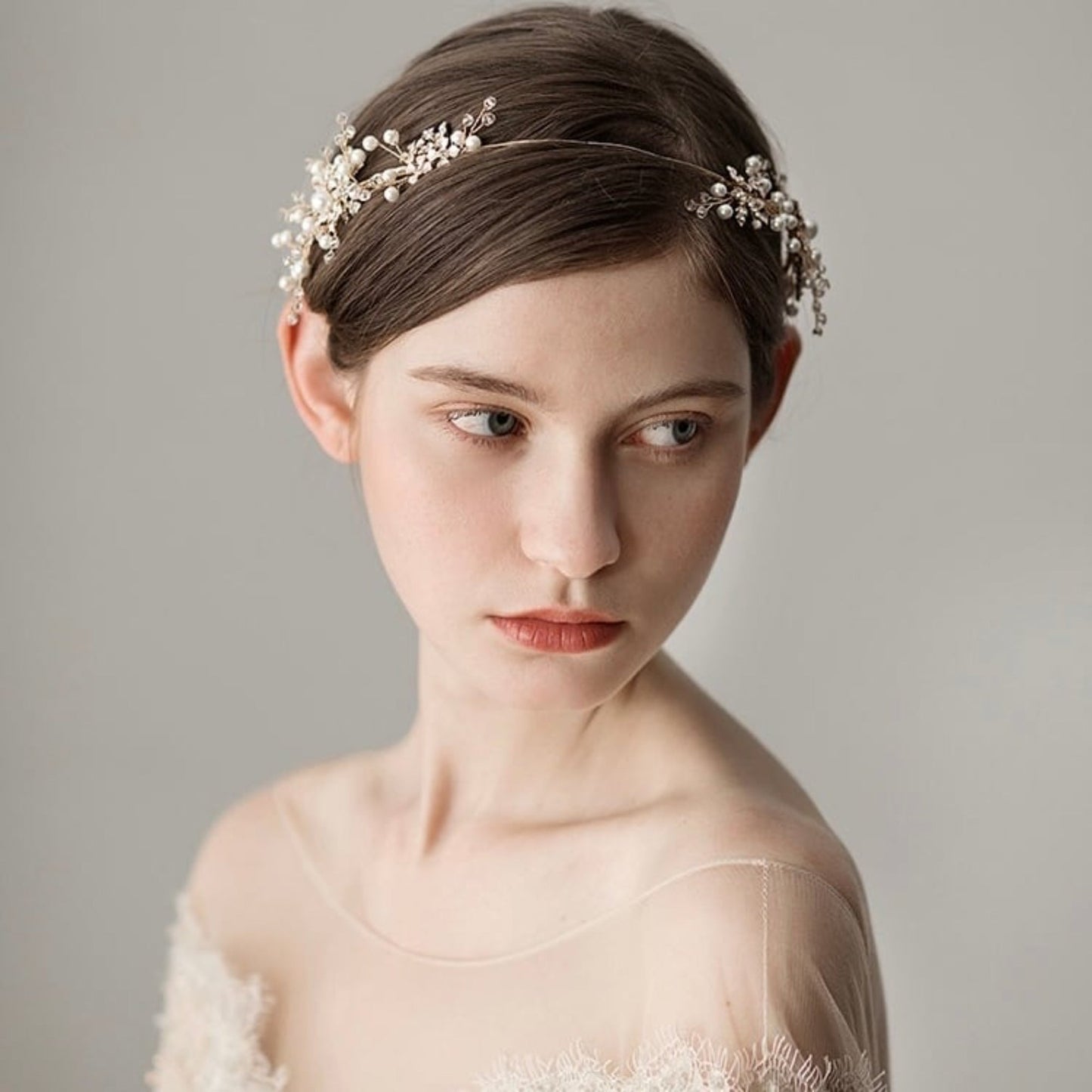小枝カチューシャ ブライダルヘッドドレス ビジュー パール ゴールド t3 【結婚式 ヘアアクセサリー】