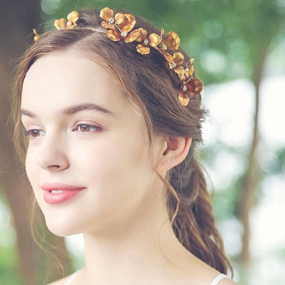 アンティーク ゴールドフラワー ブライダルヘッドドレス t4 【結婚式 ヘアアクセサリー】