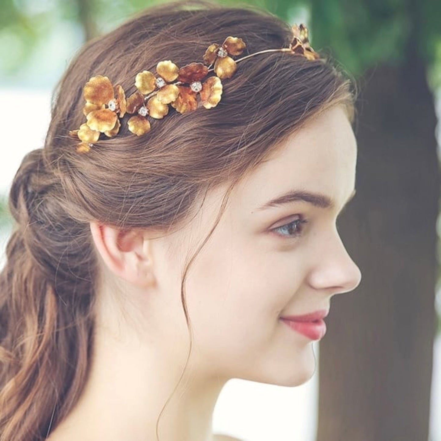 アンティーク ゴールドフラワー ブライダルヘッドドレス t4 【結婚式 ヘアアクセサリー】