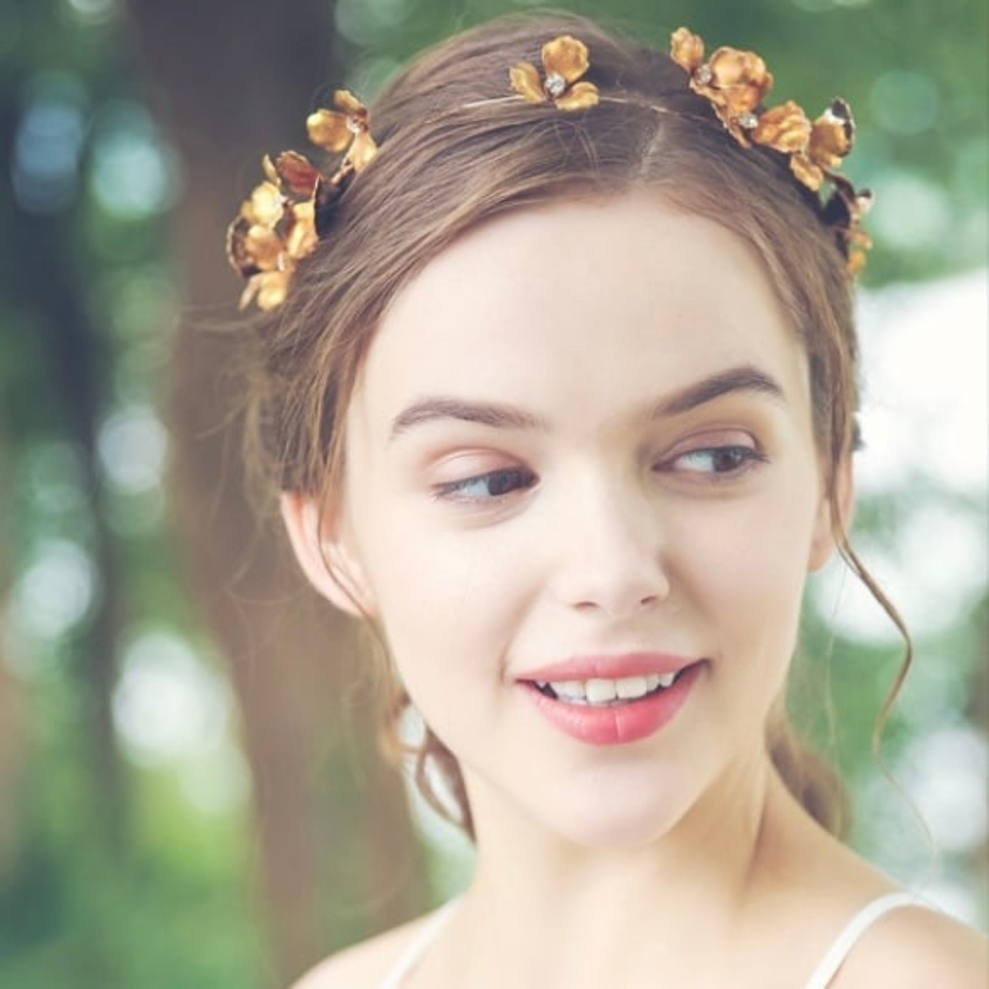 アンティーク ゴールドフラワー ブライダルヘッドドレス t4