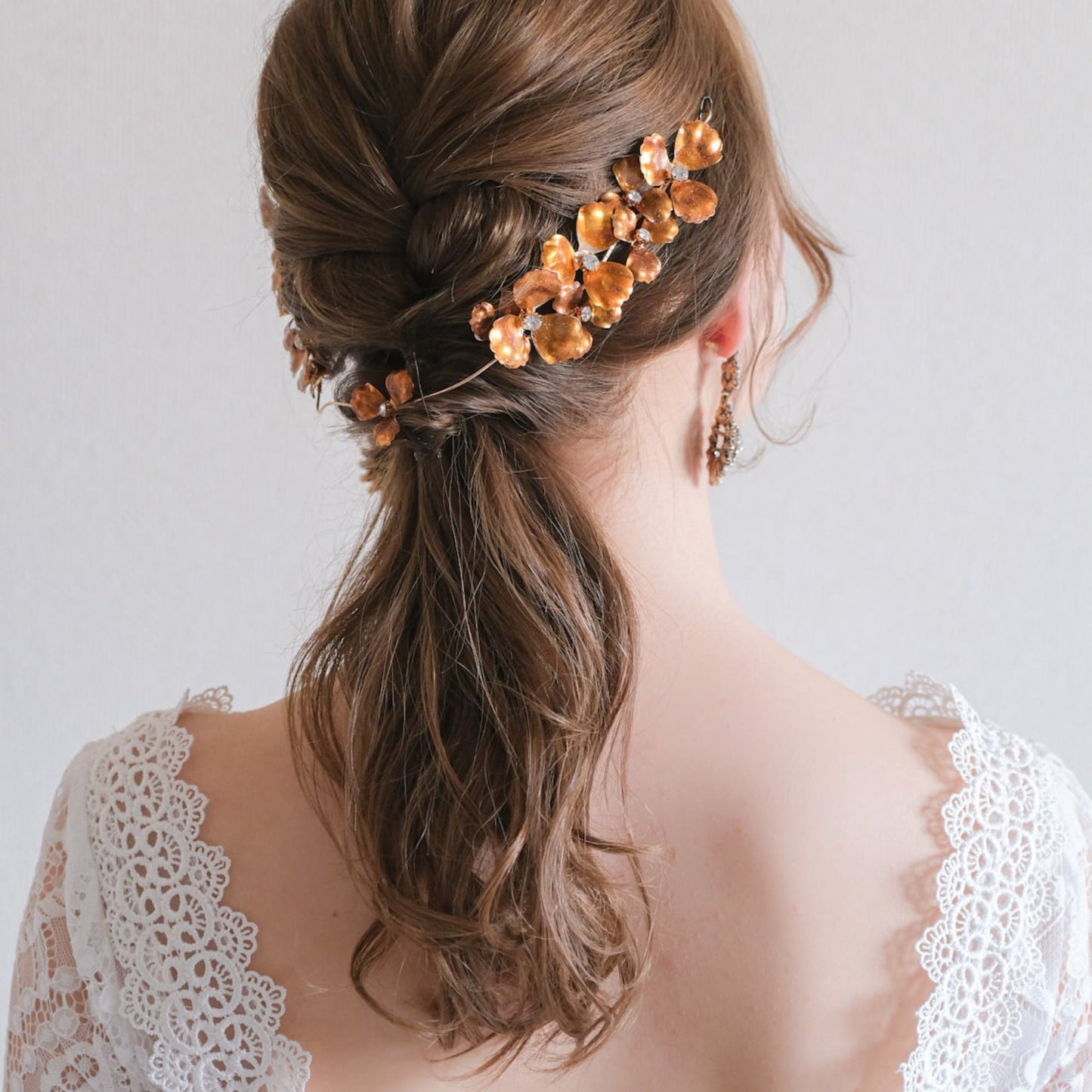アンティーク ゴールドフラワー ブライダルヘッドドレス t4 【結婚式 ヘアアクセサリー】