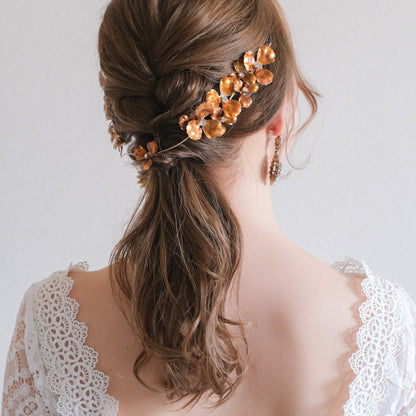 アンティーク ゴールドフラワー ブライダルヘッドドレス t4 【結婚式 ヘアアクセサリー】