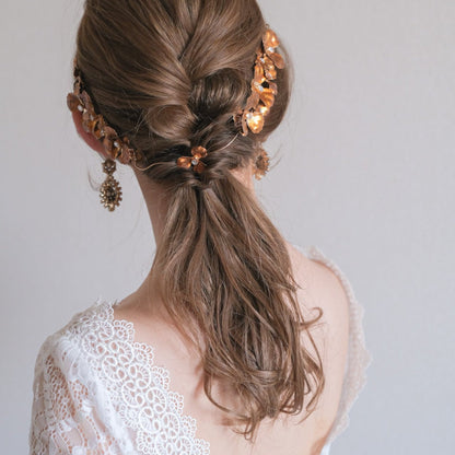アンティーク ゴールドフラワー ブライダルヘッドドレス t4 【結婚式 ヘアアクセサリー】