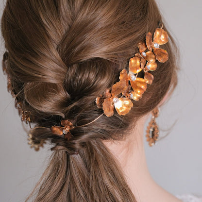 アンティーク ゴールドフラワー ブライダルヘッドドレス t4 【結婚式 ヘアアクセサリー】