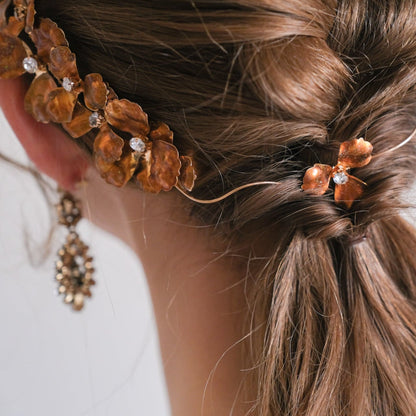 アンティーク ゴールドフラワー ブライダルヘッドドレス t4 【結婚式 ヘアアクセサリー】