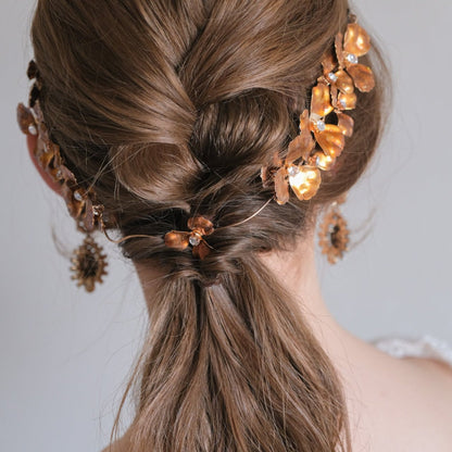 アンティーク ゴールドフラワー ブライダルヘッドドレス t4 【結婚式 ヘアアクセサリー】