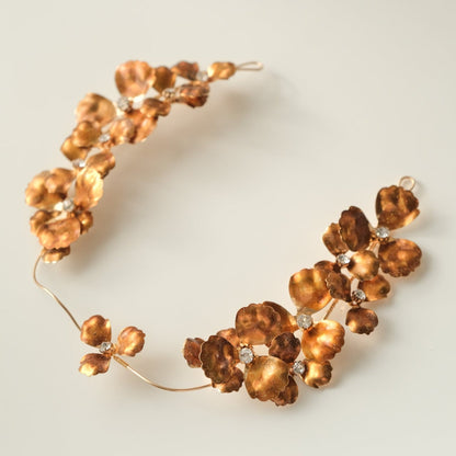 アンティーク ゴールドフラワー ブライダルヘッドドレス t4 【結婚式 ヘアアクセサリー】