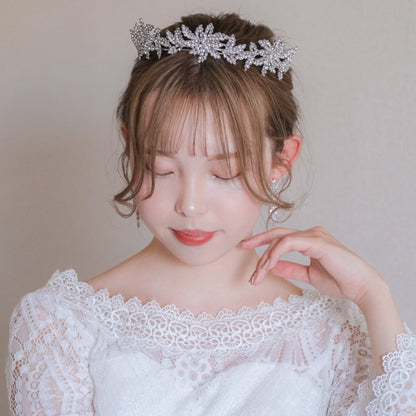 ティアラ ビジュー ブライダルヘッドドレス シルバー t5 【結婚式 ヘアアクセサリー】
