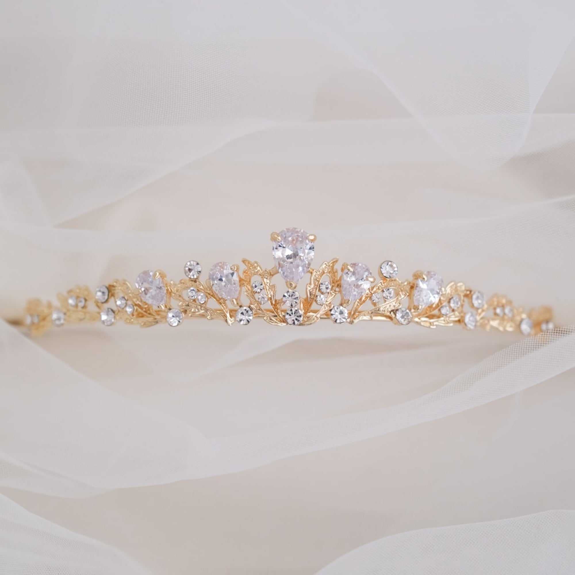 ティアラ ビジュー ブライダルヘッドドレス ゴールド t6 【結婚式 ヘア