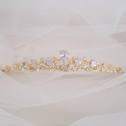 ティアラ ビジュー ブライダルヘッドドレス ゴールド t6 【結婚式 ヘアアクセサリー】