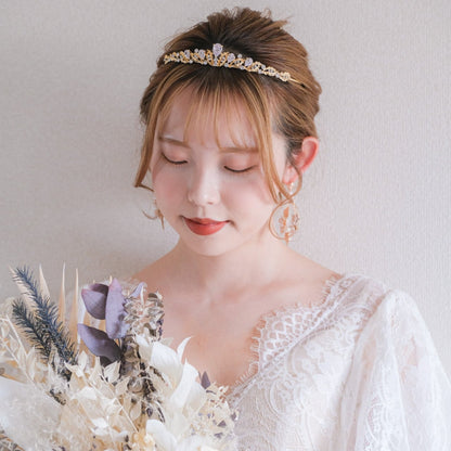 ティアラ ビジュー ブライダルヘッドドレス ゴールド t6 【結婚式 ヘアアクセサリー】