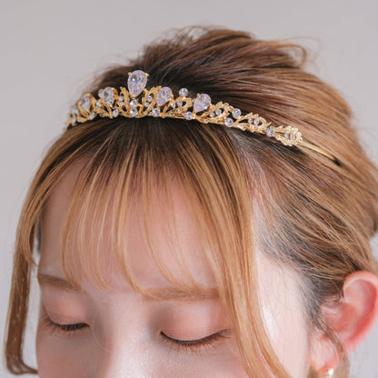 ティアラ ビジュー ブライダルヘッドドレス ゴールド t6 【結婚式 ヘアアクセサリー】