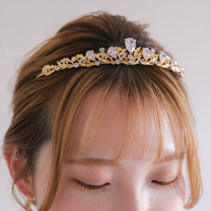 ティアラ ビジュー ブライダルヘッドドレス ゴールド t6 【結婚式 ヘアアクセサリー】